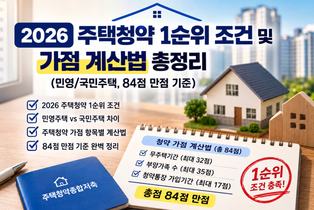 2026년 주택청약 1순위 조건 및 가점 계산법 안내 썸네일