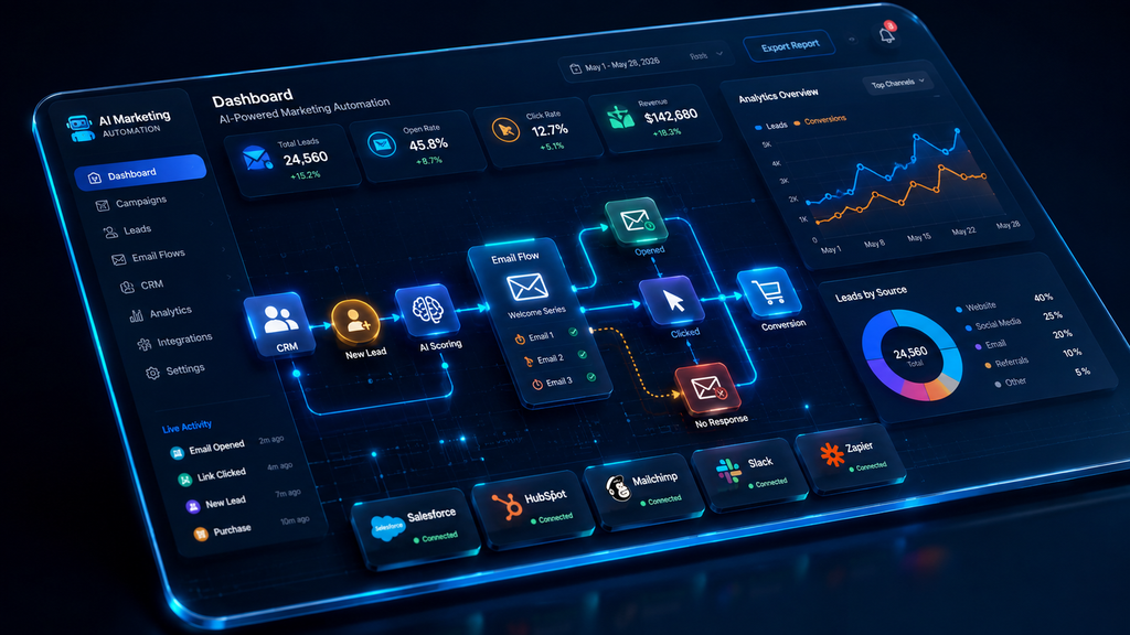 Overview of the best AI marketing automation tools for B2B growth dashboard